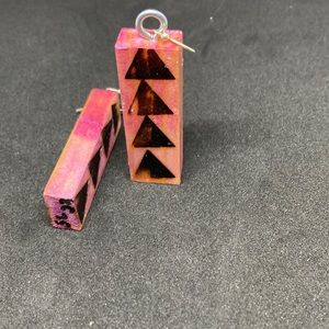 Purple Woodburned triangle set